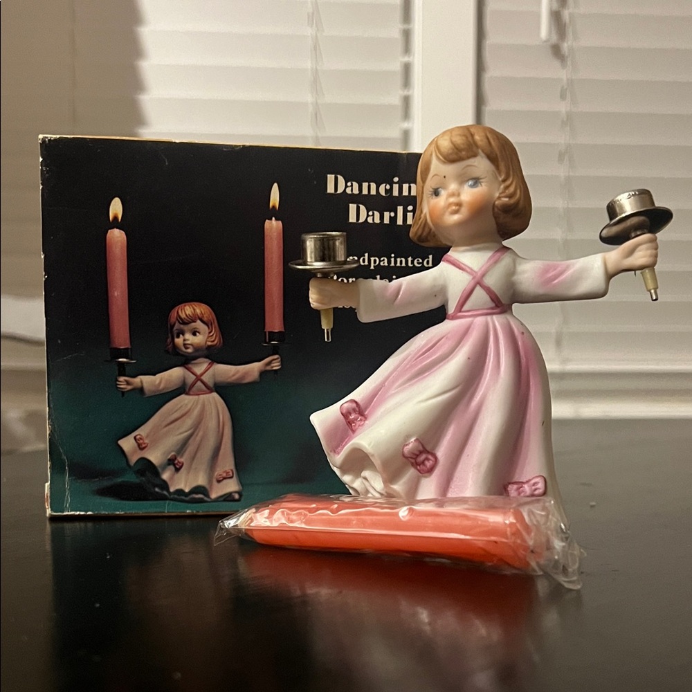 Verona Vergasi Vintage Ceramic Candle Holder Girl Figurine